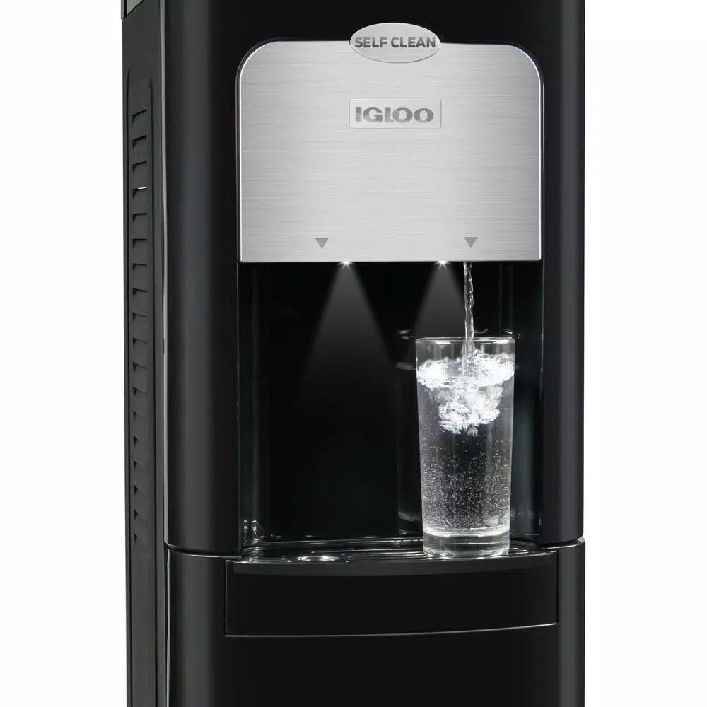 Igloo Bottom Loading Water Dispenser with Ozone Self-Cleaning, Hot & Cold, Black/Stainless Steel
