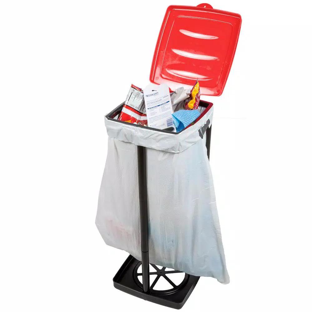 Wakeman Outdoors 13 Gal. Portable Red Trash Bag Holder for Camping and Outdoor Use