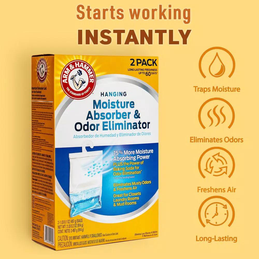 Arm & Hammer Hanging Moisture Absorber and Odor Eliminator, 16 oz. (2-Pack)