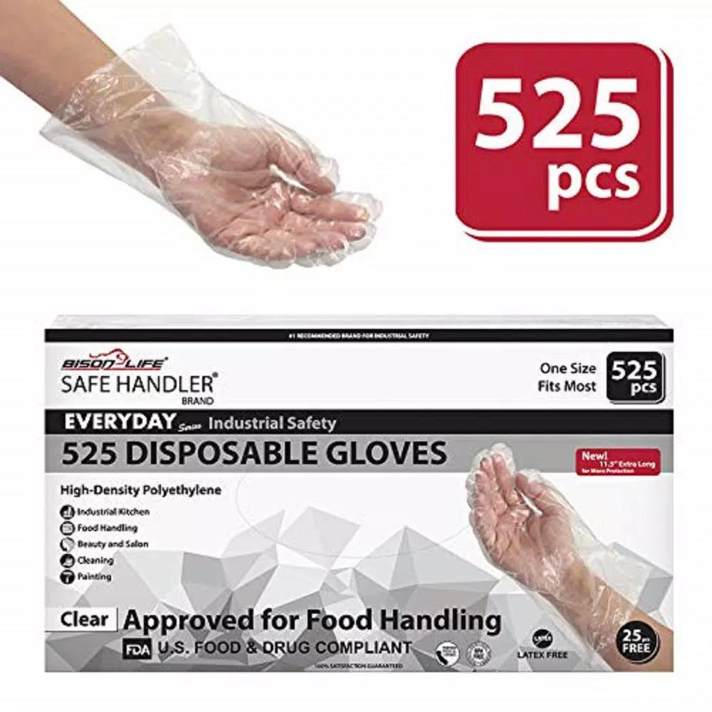Safe Handler Long Cuff HDPE Multi-Purpose Disposable Gloves, One Size, 525-Count