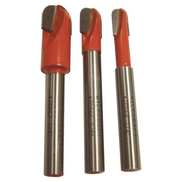 Milescraft 3-Piece Long-Reach Core Box Router Bit Set, Carbide-Tipped