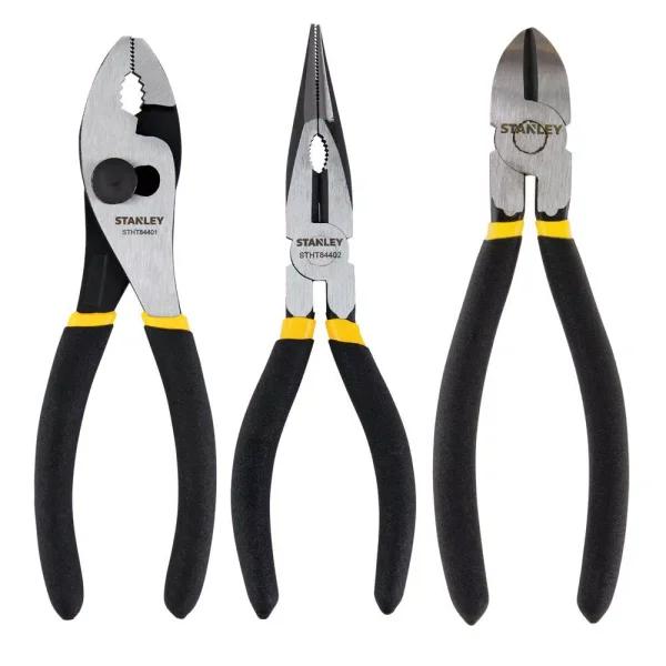 Stanley 3-Piece Plier Set, 6 in. Slip Joint, Long Nose, and Diagonal Pliers