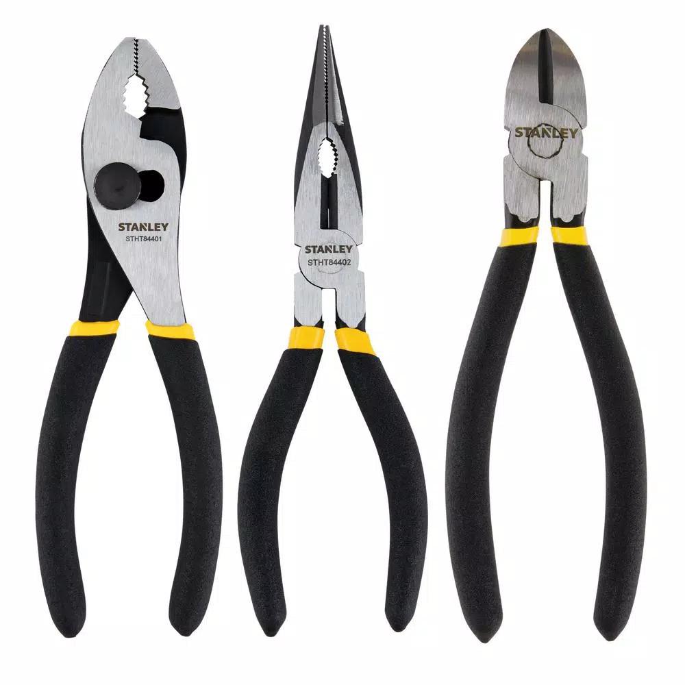 Stanley 3-Piece Plier Set, 6 in. Slip Joint, Long Nose, and Diagonal Pliers