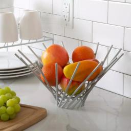 Laura Ashley Speckled Fruit Basket, White Iron Round Countertop Display thumbnail 4