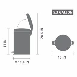 Brabantia Icon 5.3 Gal. White Steel Step-On Trash Can with Soft-Close Lid thumbnail 6