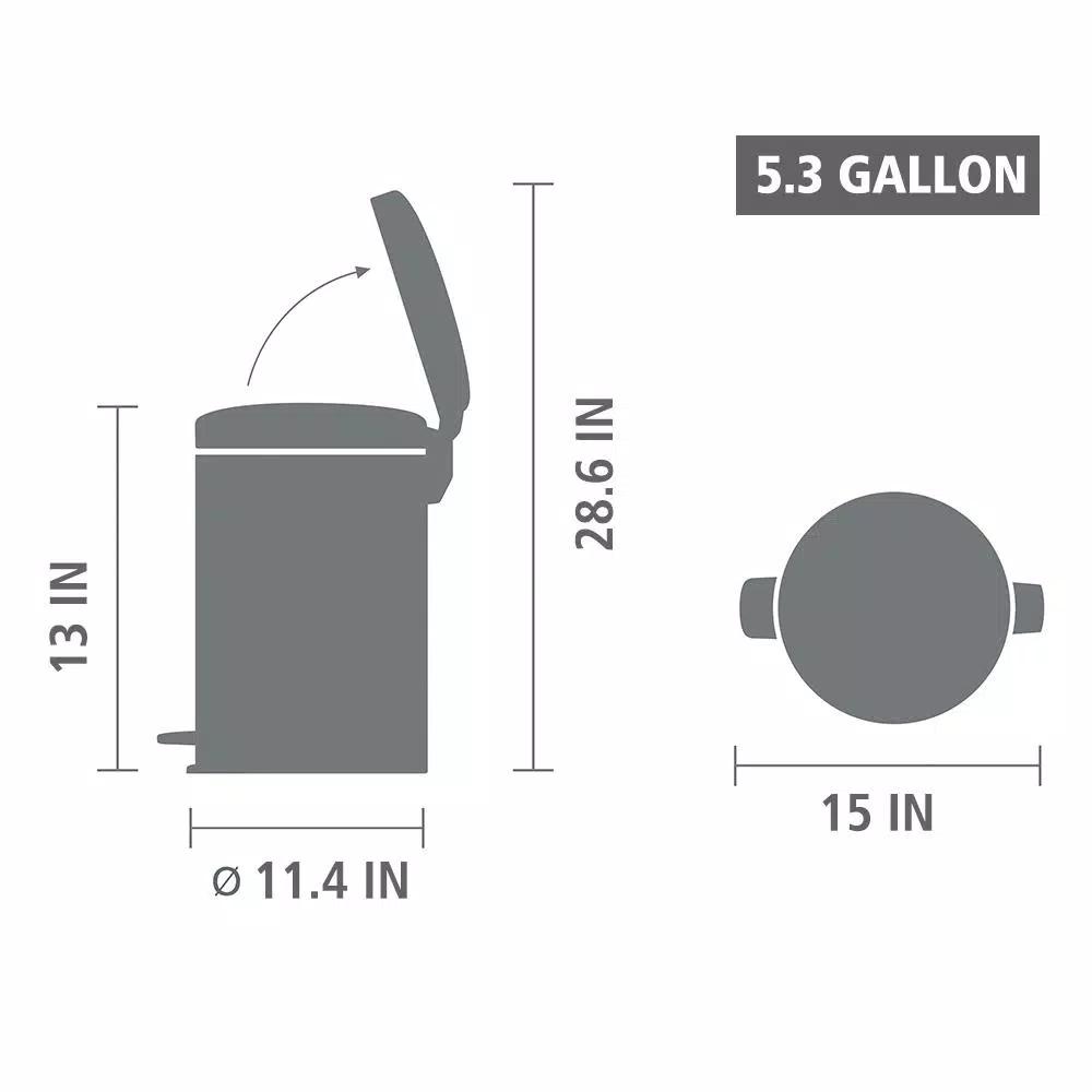 Brabantia Icon 5.3 Gal. White Steel Step-On Trash Can with Soft-Close Lid
