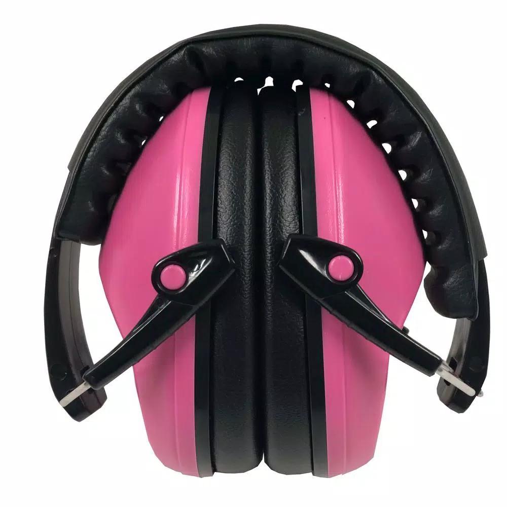 G & F Products Pink Passive Folding Slim Earmuffs for Kids and Women - 26 NRR Hearing Protection