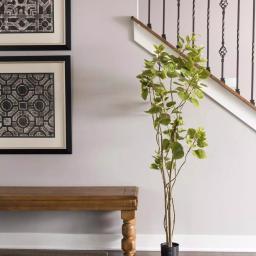 Vickerman 5 ft. Artificial Cotinus Coggygria Tree in Black Planter Pot thumbnail 1