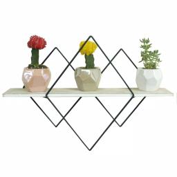 Admired By Nature Geometric Wood Floating Wall Mounted Corner Shelf - Handmade Decorative Storage thumbnail 2