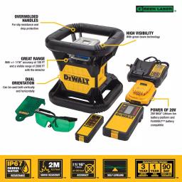 DEWALT 20V MAX Green Beam Self-Leveling Rotary Laser Level Kit with (3) 2Ah Batteries & TSTAK Case thumbnail 6