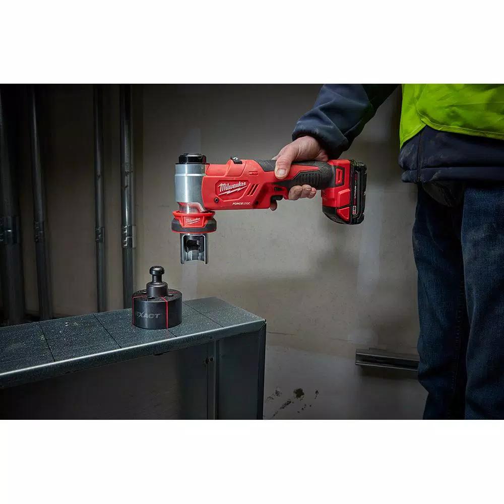 Milwaukee M18 FORCE LOGIC 6 Ton Cordless Knockout Tool Kit with Impact Driver & Step Bits