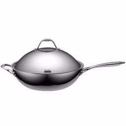 Cooks Standard 13 in. Multi-Ply Clad Stainless Steel Wok with Dome Lid thumbnail 5