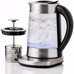Ovente 1.7L Variable Temperature Glass Electric Kettle with ProntoFill Technology, Silver thumbnail 1