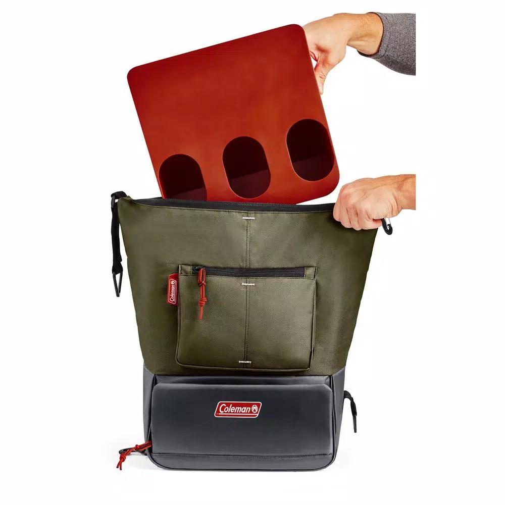Coleman 4.5QT Convertible Can-Dispensing Backpack Cooler with Reusable Ice Packs, Olive