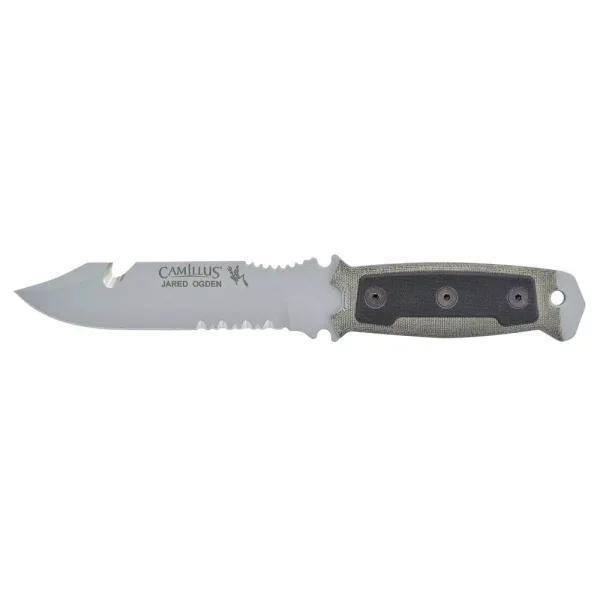 Camillus SKOL 5 in. 1095 High Carbon Steel Fixed Blade Knife with Gut Hook and Micarta Handle