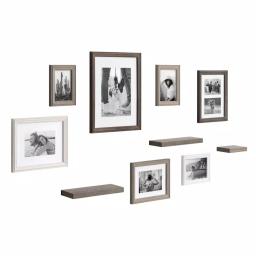 Kate and Laurel Bordeaux Rustic Farmhouse Gallery Wall Frame and Shelf Set, 10-Piece Multi/Gray Wood Collection thumbnail 1