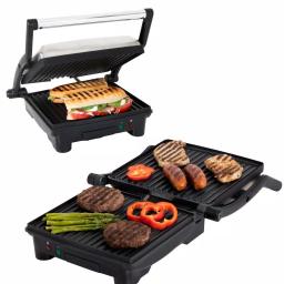 PREMIUM 4-Slice 1400W Non-Stick Panini Press and Indoor Grill, Black and Silver thumbnail 4