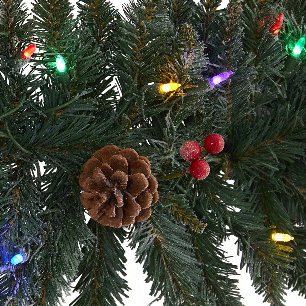 Nearly Natural 6 ft. Pre-Lit Snow Dusted Artificial Christmas Garland with 50 Multi-Color LED Lights