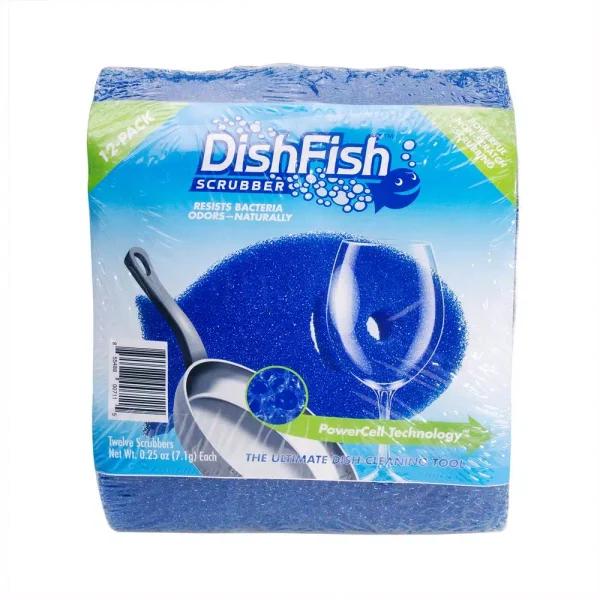 DishFish Non-Scratch Scrubber Sponge, 12-Pack, Blue