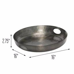 Honey-Can-Do Black Glossy Hammered Aluminum 16 in. Round Serving Tray with Handles thumbnail 6
