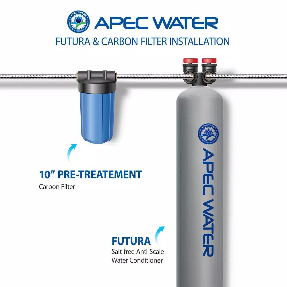APEC Water Systems Futura 10 GPM Salt-Free Whole House Water Softener System with Pre-Filter and Protective Neoprene Coat