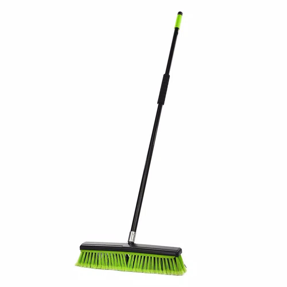 Alpine Industries 18 in. 2-in-1 Squeegee Push Broom, Green Multi-Surface Indoor/Outdoor