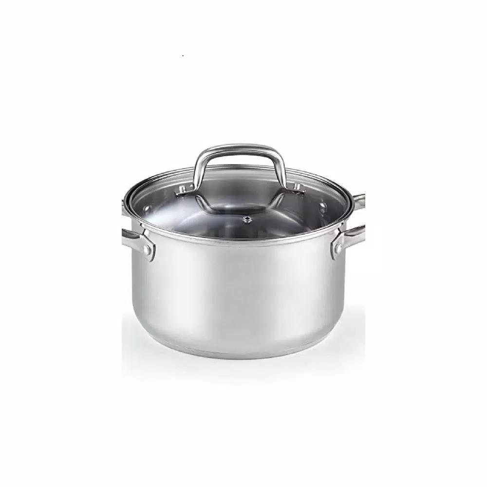 Cook N Home 5 qt. Stainless Steel Casserole Dish with Tempered Glass Lid