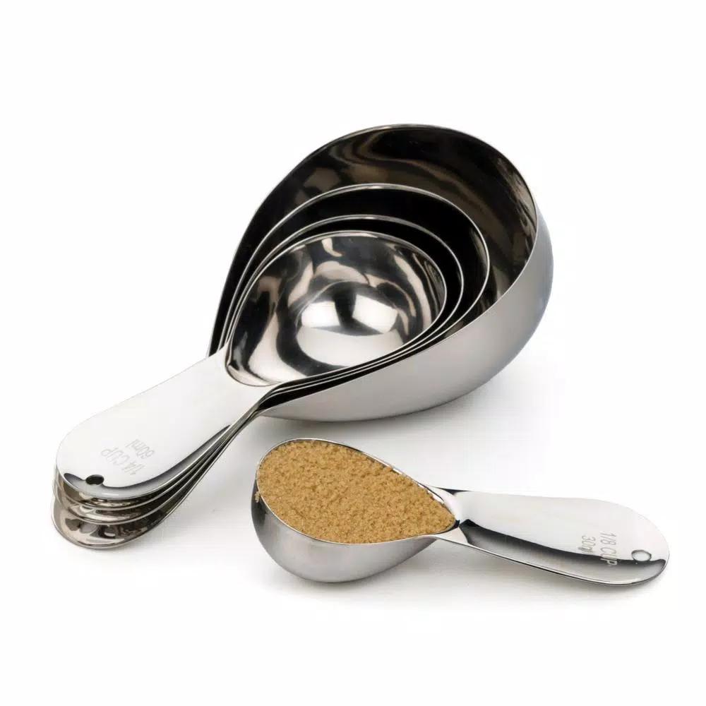 RSVP International Endurance 5-Piece Stainless Steel Measuring Cup Set, Heavy-Duty Teardrop Design