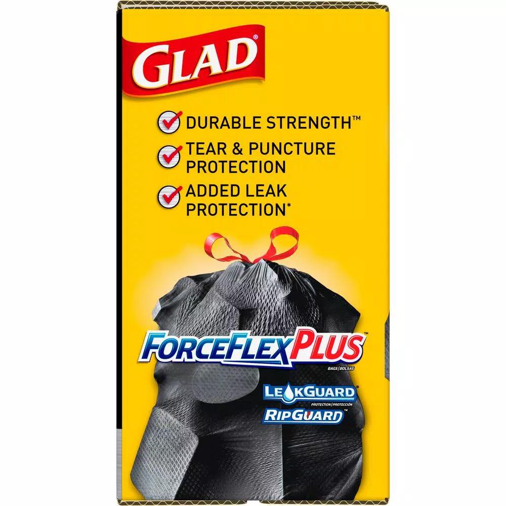 Glad ForceFlexPlus 30 Gallon Black Drawstring Trash Bags, Heavy Duty, 70 Count