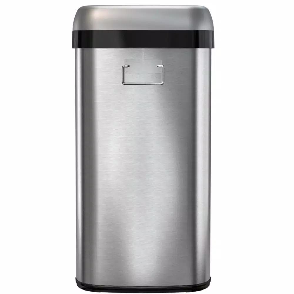 iTouchless 16 Gal. Oval Stainless Steel Open Top Commercial Trash Can with Dual Odor Filters