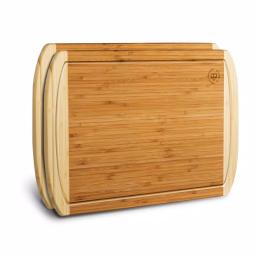 Bambusi Large Bamboo Cutting Board Set of 2 with Juice Groove, Rectangle Wood Chopping Boards for Meat and Veggies thumbnail 1