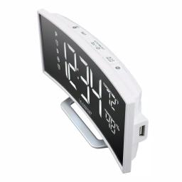 La Crosse Technology Curved Mirror LED Digital Alarm Clock with Temperature, Humidity, and USB Charging Port thumbnail 5
