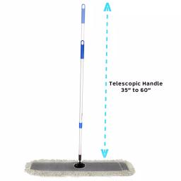 Alpine Industries 48 in. Cotton Dust Mop Set with 60 in. Telescopic Iron Handle thumbnail 3