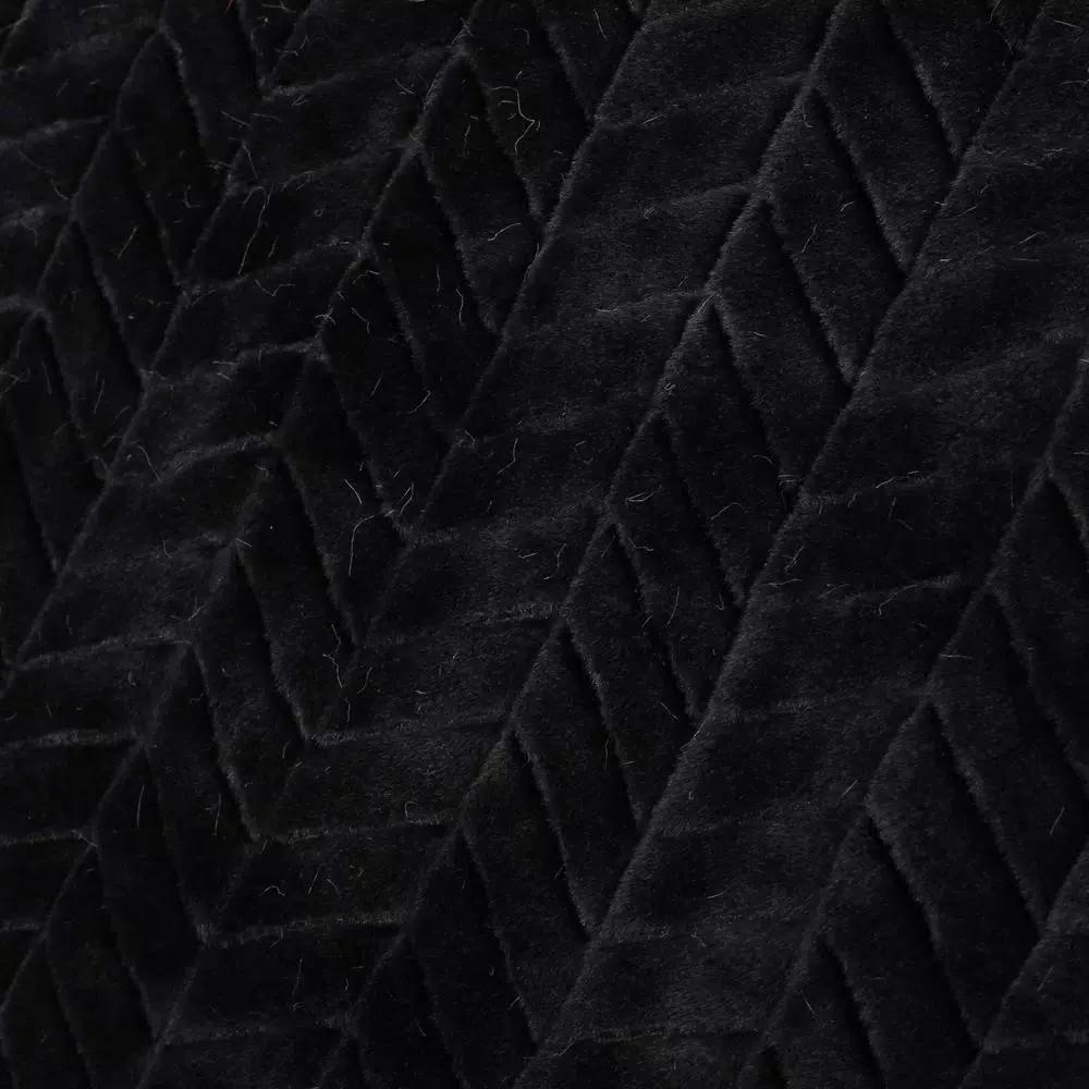 Noble House Toscana Black Faux Fur Throw Blanket, Modern Solid Pattern, 50 x 60 in.