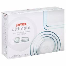 Pyrex Ultimate 10-Piece Glass Food Storage Set with Oven-Safe Glass Lids and White Silicone Rims thumbnail 6
