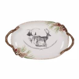 FITZ and FLOYD 20 in. Forest Frost Holiday Platter - Oval Earthenware Christmas Serving Platter thumbnail 1