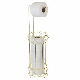 Home Basics Prism Freestanding Gold Toilet Paper Holder with Storage Base thumbnail 1