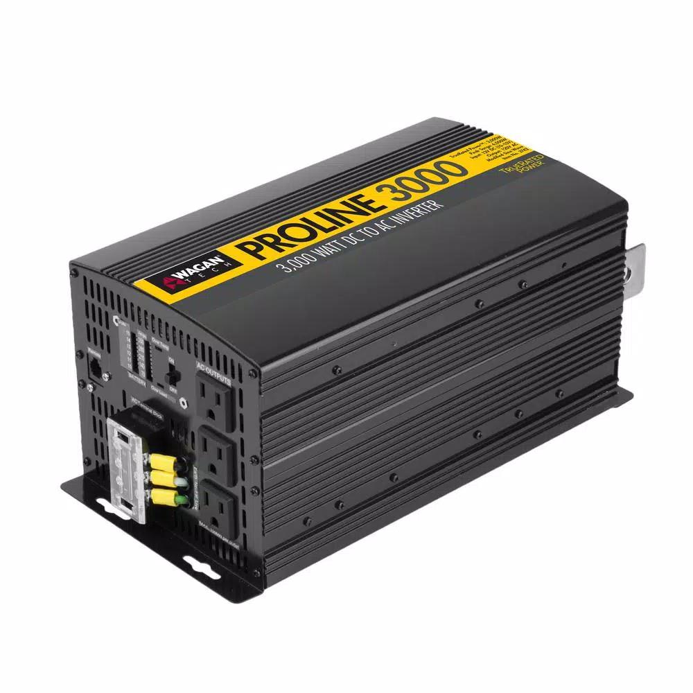 Wagan Tech Pro Line 3000W Power Inverter, 6000W Peak Surge, 12V DC to 115V AC