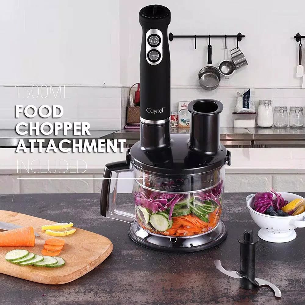 Boyel Living 6-in-1 Black Stainless Steel 500W Immersion Hand Blender Set with 8-Speed Control
