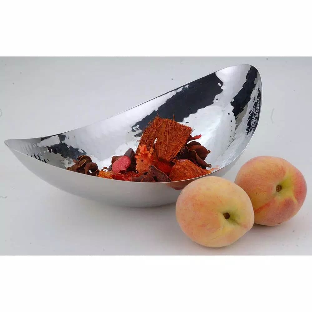 Heim Concept HEIM 15.5 in. Hammered Stainless Steel Oval Serving Bowl, Silver