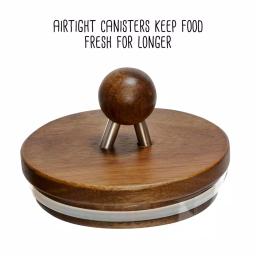Honey-Can-Do 3-Piece Acacia Wood Top Borosilicate Glass Kitchen Canister Set thumbnail 4