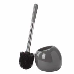 Bath Bliss 14 in. Ceramic Dome Toilet Brush and Holder Set with Stainless Steel Handle, Grey thumbnail 1
