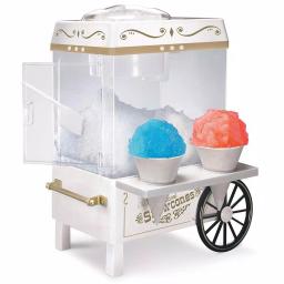 Nostalgia 160 oz. Countertop Snow Cone Maker with Stainless Steel Blades and Reusable Cones - White thumbnail 1