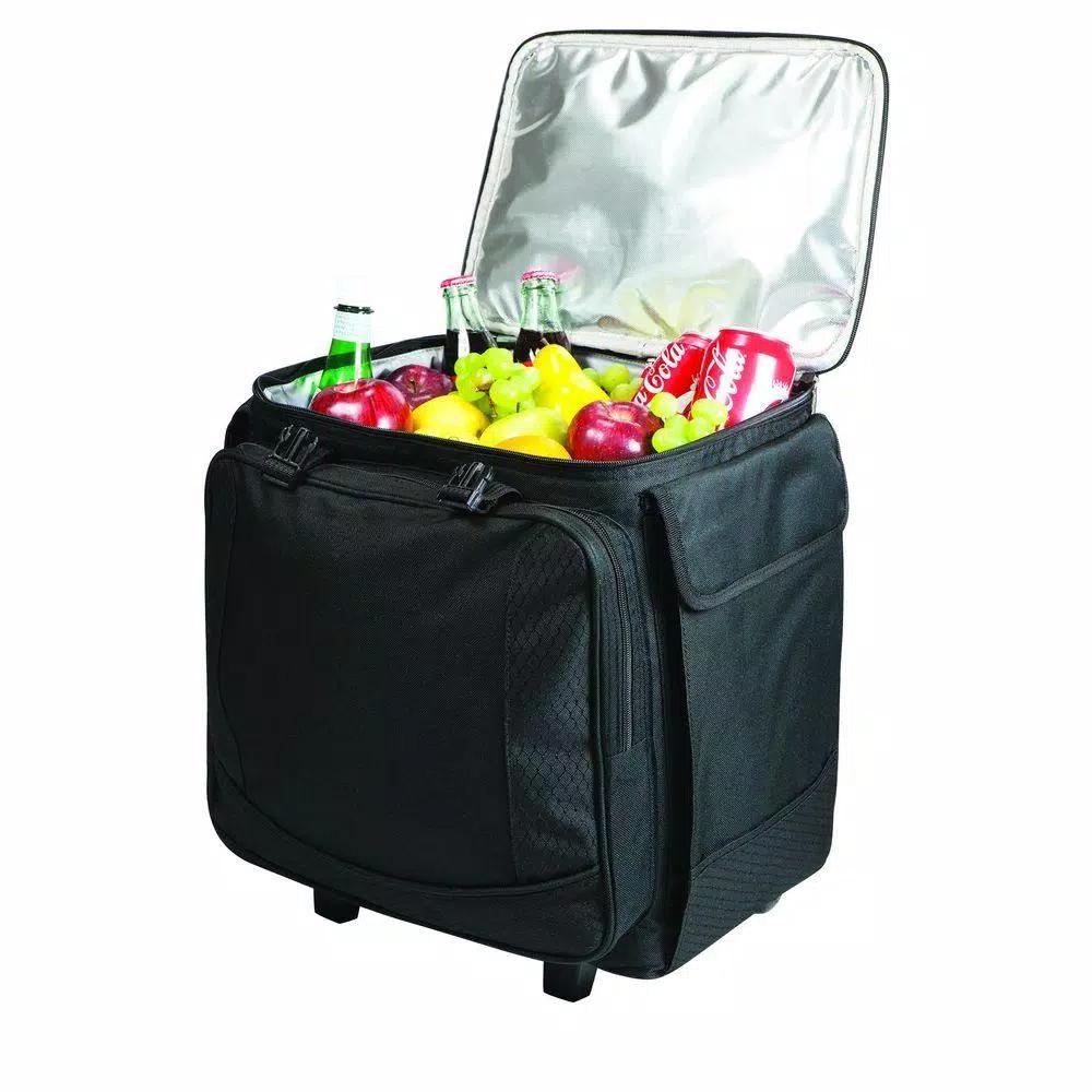 Picnic Time Bodega Insulated 12-Bottle Wine Tote and 40-Can Rolling Cooler with Telescopic Handle