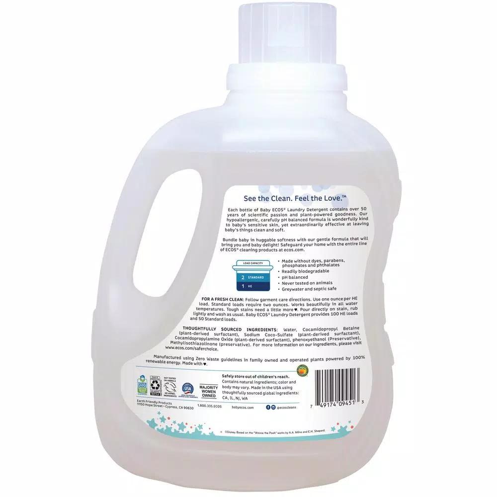 ECOS Baby Disney Free and Clear Liquid Laundry Detergent, 100 oz.