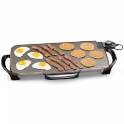 Presto 264 sq. in. Black Ceramic Electric Griddle with Temperature Sensor and Removable Handles thumbnail 2
