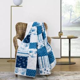 Donna Sharp Watercolor Shells Blue Microfiber Reversible Throw Blanket thumbnail 1