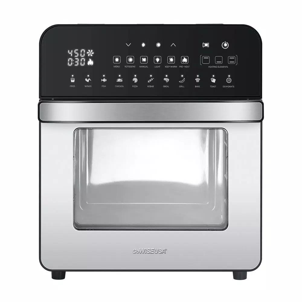 GoWISE USA GoWISE 1700W Ultimate Air Fryer Oven Grill with Dual Heating, Rotisserie & Dehydrator, 14.7 qt, Stainless Steel