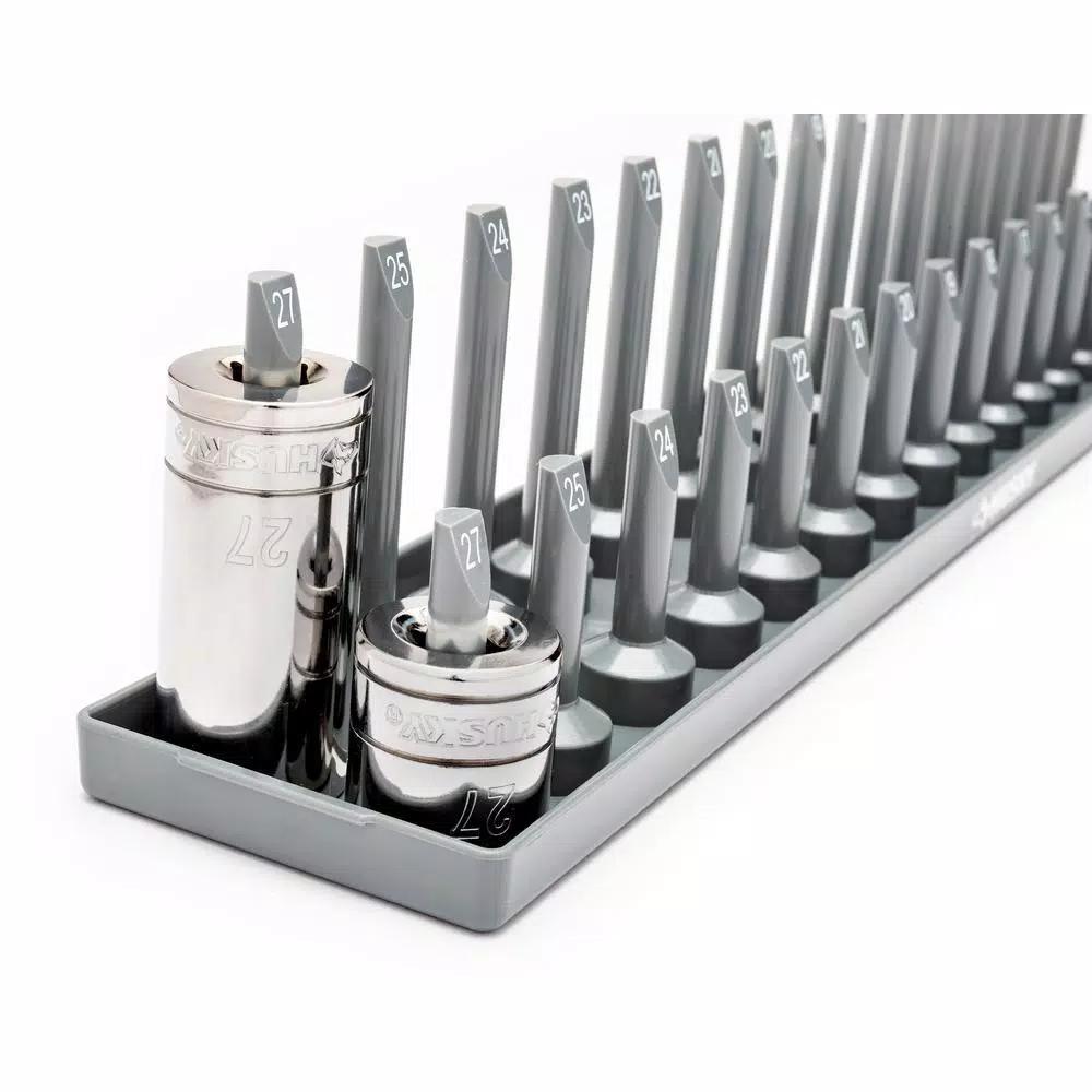 Husky 6-Piece SAE and Metric Socket Rack Set for 1/4 in., 3/8 in., and 1/2 in. Drives