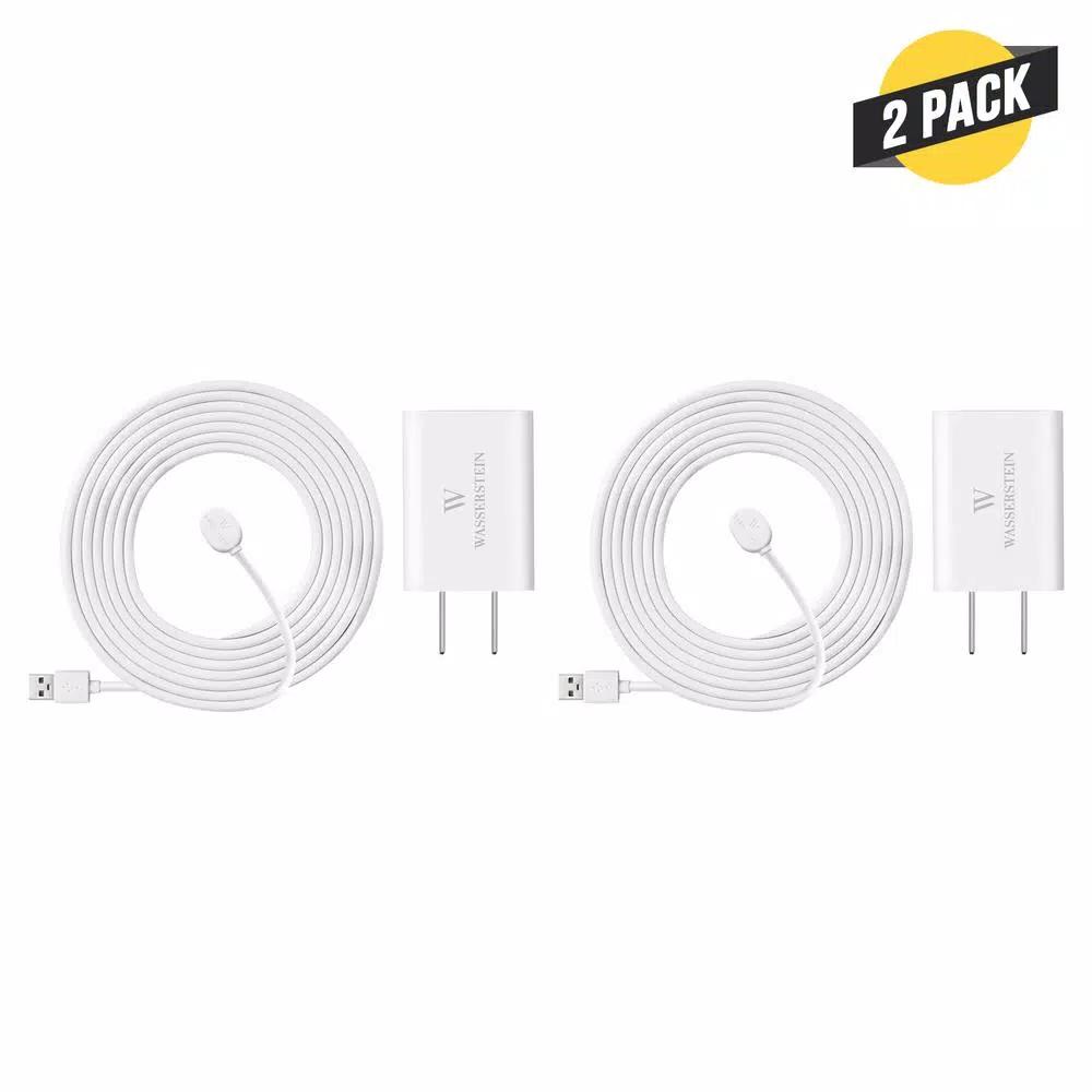 Wasserstein 25ft Magnetic Charging Cable & Quick Charge Adapter for Arlo Ultra 2, Pro 4, Pro 3 & Floodlight (2-Pack)